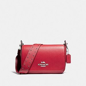 Coach Jess Messenger With Rivets Red Leather Bag